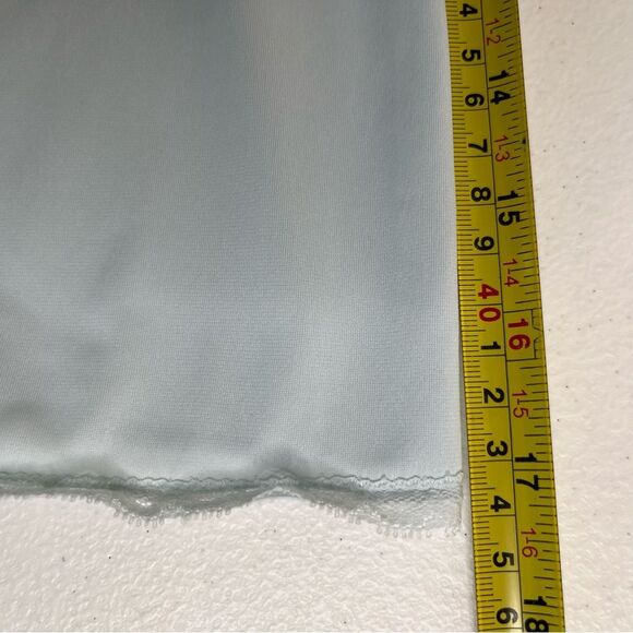 Vintage 80s Shadowline Pajama Top Light Blue Lace Trim Button Up Women Medium - Picture 11 of 13